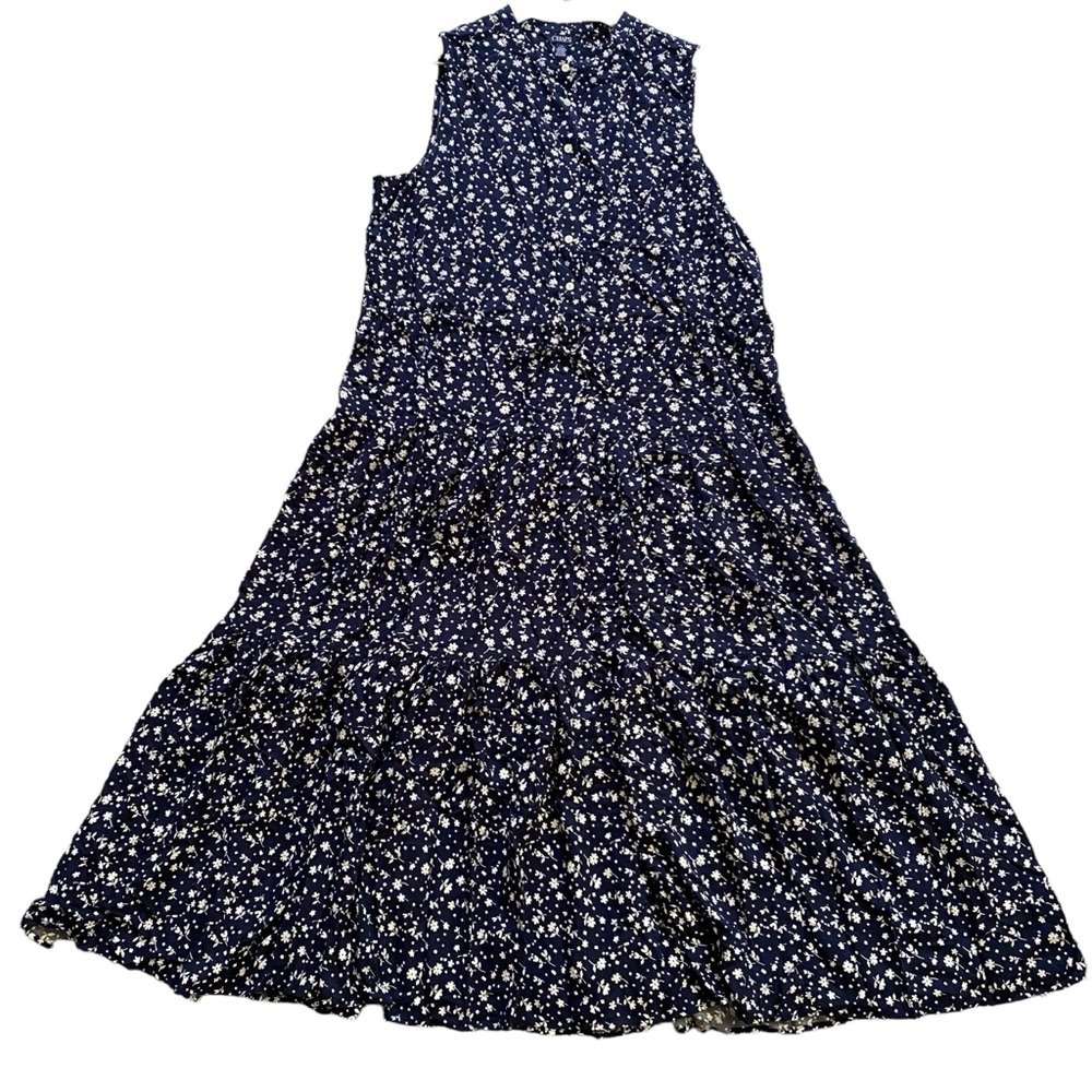 NWT CHAPS $90 Floral Fit & Flare Tie Waist Button Front Midi Dress Women’s Large - Picture 12 of 12